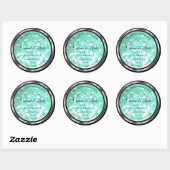 Blauwgroen Glitter-productlabels met diamanten sch Ronde Sticker (Vel)