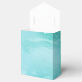 Blauwgroen Glitter Rain op Luxury Metal Marble Bedankdoosjes (Geopend)