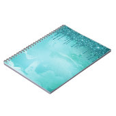 Blauwgroen Glitter Rain op Luxury Metal Marble Notitieboek (Linkerzijde)