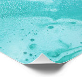 Blauwgroen Glitter Rain op Luxury Metal Marble Perfect Poster (Hoek)