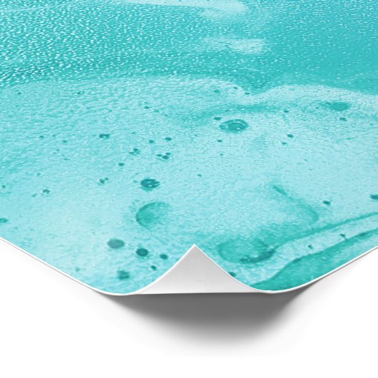 Blauwgroen Glitter Rain op Luxury Metal Marble Perfect Poster (Hoek)