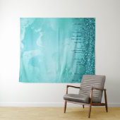 Blauwgroen Glitter Rain op Luxury Metal Marble Wandkleed (In Situ (horizontaal))