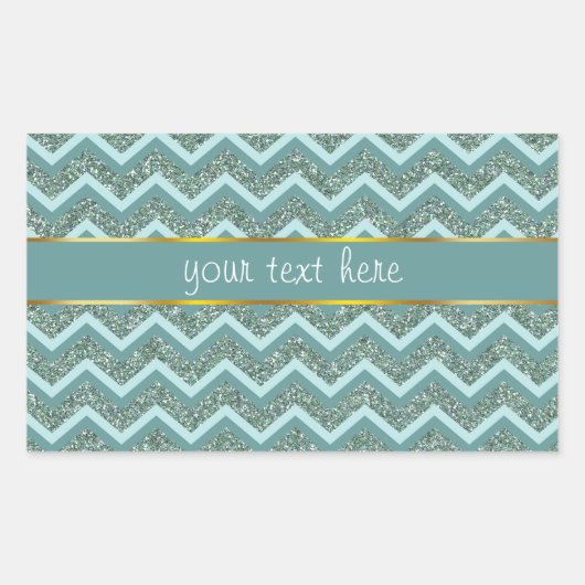 Blauwgroen glitter rechthoekige sticker (Voorkant)