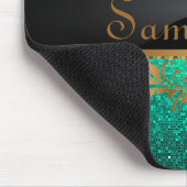 Blauwgroen Glitter Sequin Disco Gepersonaliseerde Muismat (Hoek)