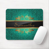 Blauwgroen Glitter Sequin Disco Gepersonaliseerde Muismat (Met muis)