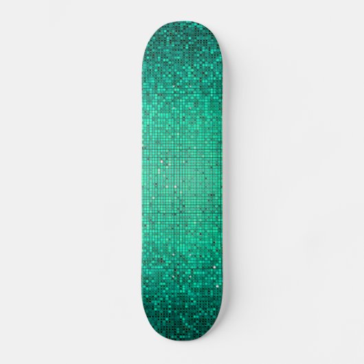 Blauwgroen Glitter Sequin Disco Glitz Comp Skatebo Skateboard (Voorkant)