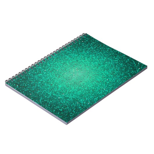 Blauwgroen Glitter Sequin Disco Glitz Spiral Notit Notitieboek (Linkerzijde)