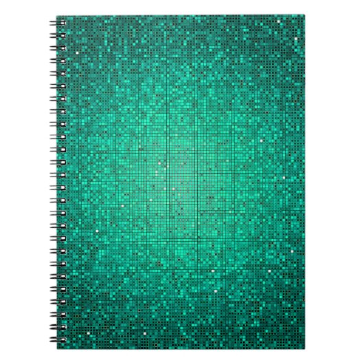 Blauwgroen Glitter Sequin Disco Glitz Spiral Notit Notitieboek (Voorkant)