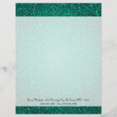 Blauwgroen Glitter Sequin Disco Letterhead Station Gepersonaliseerd Briefhoofd (Voorkant)
