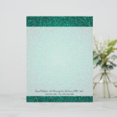 Blauwgroen Glitter Sequin Disco Letterhead Station Gepersonaliseerd Briefhoofd (Staand voorkant)