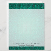 Blauwgroen Glitter Sequin Disco Letterhead Station Gepersonaliseerd Briefhoofd (Voorkant / Achterkant)