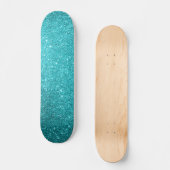 Blauwgroen Glitter Skateboard (Voorkant)