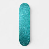 Blauwgroen Glitter Skateboard (Voorkant)