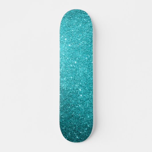 Blauwgroen Glitter Skateboard (Voorkant)