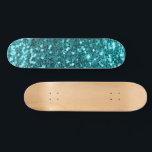 Blauwgroen Glitter Skateboard<br><div class="desc">Creëer uw eigen aangepaste skateboard met uw eigen afbeeldingen en tekst.</div>