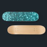 Blauwgroen Glitter Skateboard<br><div class="desc">Creëer uw eigen aangepaste skateboard met uw eigen afbeeldingen en tekst.</div>
