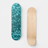 Blauwgroen Glitter Skateboard (Voorkant)