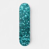 Blauwgroen Glitter Skateboard (Voorkant)