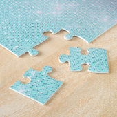 Blauwgroen Glitter Sparkle Mermaid Legpuzzel (Zijkant)
