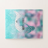 Blauwgroen Glitter Sparkle Mermaid Legpuzzel (Horizontaal)