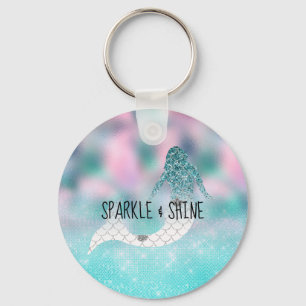 Blauwgroen Glitter Sparkle Mermaid Sleutelhanger