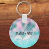 Blauwgroen Glitter Sparkle Mermaid Sleutelhanger (Voorkant)