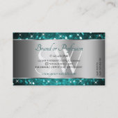 Blauwgroen Glitter Sparkle Stars Silver Decor Init Visitekaartje (Achterkant)
