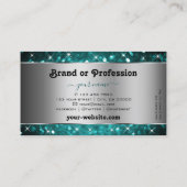 Blauwgroen Glitter Sparkle Stars Silver Decor Supe Visitekaartje (Achterkant)