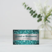 Blauwgroen Glitter Sparkle Stars Silver Decor Supe Visitekaartje (Staand voorkant)