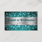 Blauwgroen Glitter Sparkle Stars Silver Decor Supe Visitekaartje (Voorkant)
