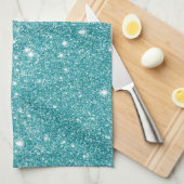 Blauwgroen glitter Sparkles Theedoek (Quarter Fold)