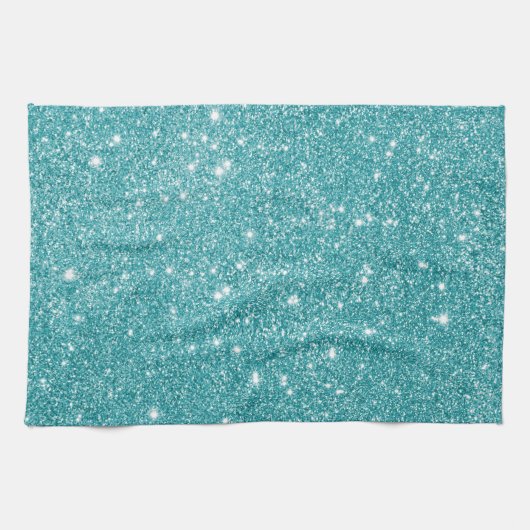 Blauwgroen glitter Sparkles Theedoek (Horizontaal)