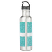 Blauwgroen Glitter Speciaal Water Fles (Achterkant)