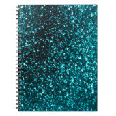 Blauwgroen Glitter Spiral-laptop Notitieboek (Voorkant)