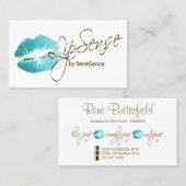 Blauwgroen Glitter-stick Visitekaartje (Voorkant / Achterkant)