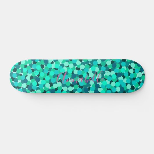 Blauwgroen Glitter Super Star Cute Persoonlijk Skateboard (Horizontaal)