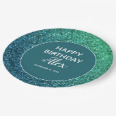 Blauwgroen Glitter Surprise Birthday Party Papieren Bordje (Gekanteld)