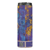 *~* Blauwgroen Glitter SWAG Marble QR Thermal Tumb Thermosbeker (Achterkant)