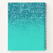 Blauwgroen Glitter Turquoise Ombre Personalized Te Notitieboek (Achterkant)
