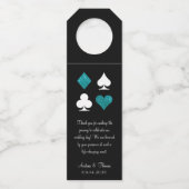 Blauwgroen Glitter Vegas Bruiloft Welkomstfles Lab Flessenhanger (Voorkant)