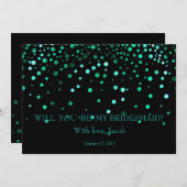 Blauwgroen Glitter zal je mijn Bridesmaïde uitnodi Kaart (Voorkant / Achterkant)