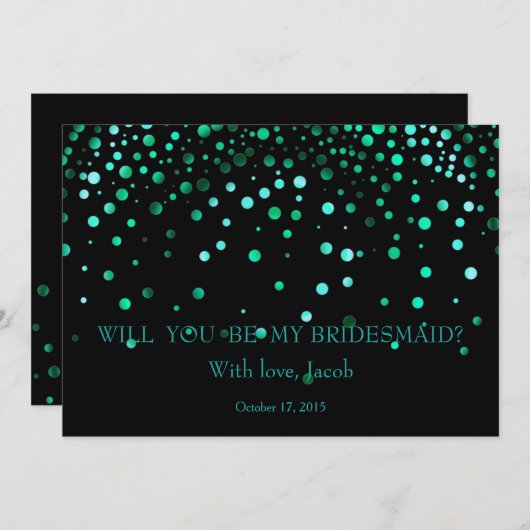 Blauwgroen Glitter zal je mijn Bridesmaïde uitnodi Kaart (Voorkant / Achterkant)