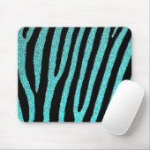 Blauwgroen glitter zebra strepen mode muismat (Met muis)