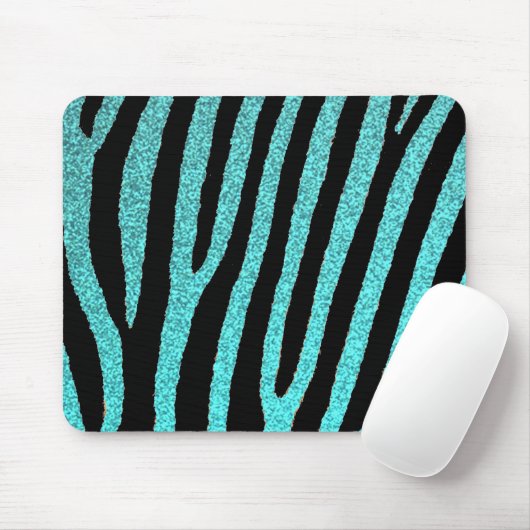 Blauwgroen glitter zebra strepen mode muismat (Met muis)