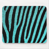 Blauwgroen glitter zebra strepen mode muismat (Voorkant)