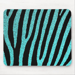 Blauwgroen glitter zebra strepen mode muismat