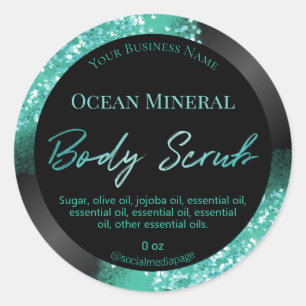  Blauwgroen Glitter Zwart Body Scrub Labels