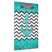 Blauwgroen glitteranker en chevron klembord (Rechts)