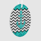 Blauwgroen glitteranker en chevron ornament (voorkant)