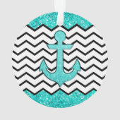 Blauwgroen glitteranker en chevron ornament (achterkant)